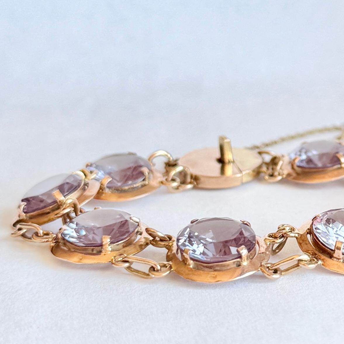 Women's Vintage Amethyst and 9 Carat Gold Bracelet For Sale