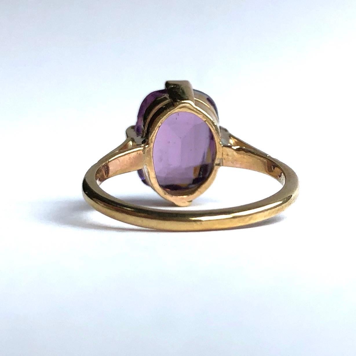 Cocktail-Ring aus 9 Karat Gold mit Amethyst (Moderne) im Angebot