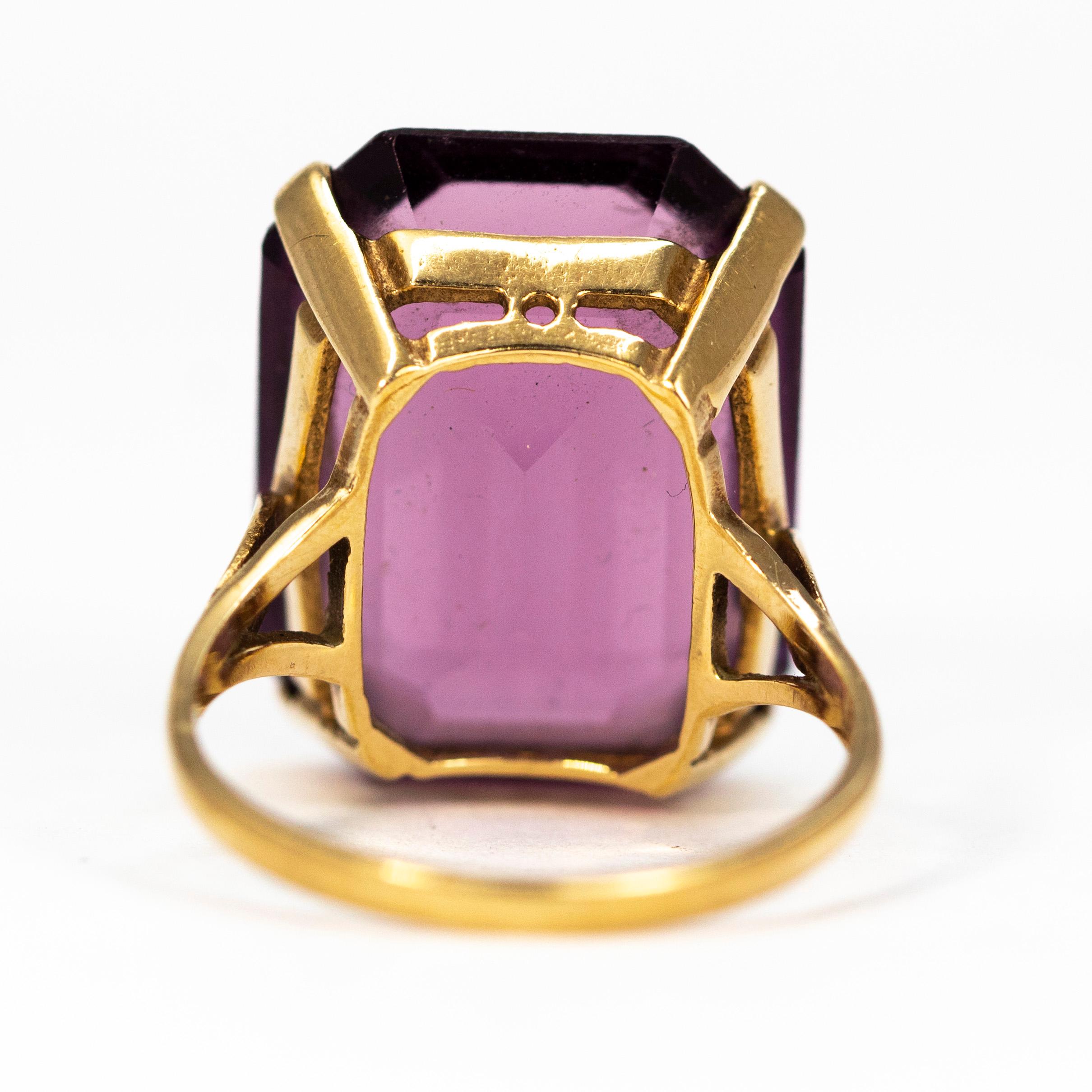 Modern Vintage Amethyst and 9 Carat Gold Cocktail Ring