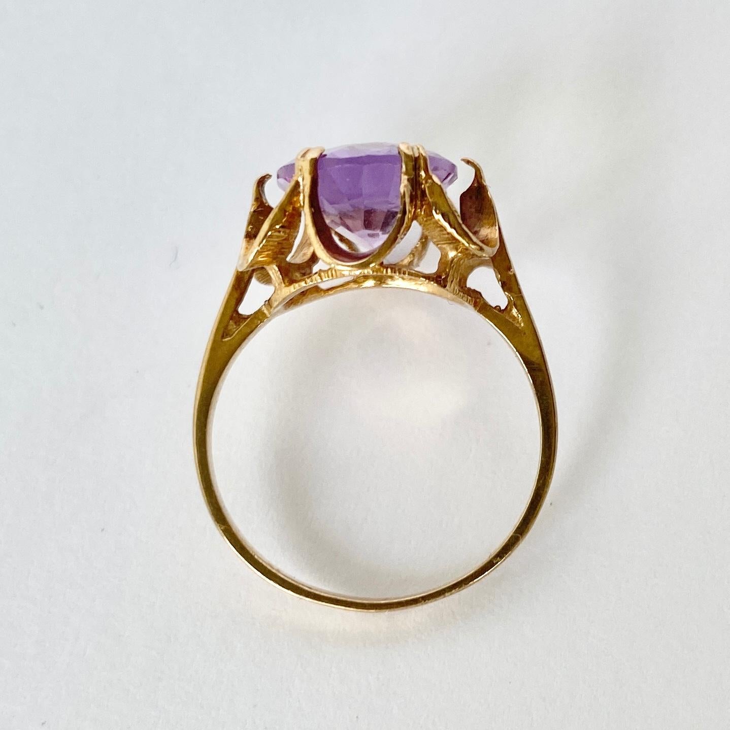 Oval Cut Vintage Amethyst and 9 Carat Gold Cocktail Ring