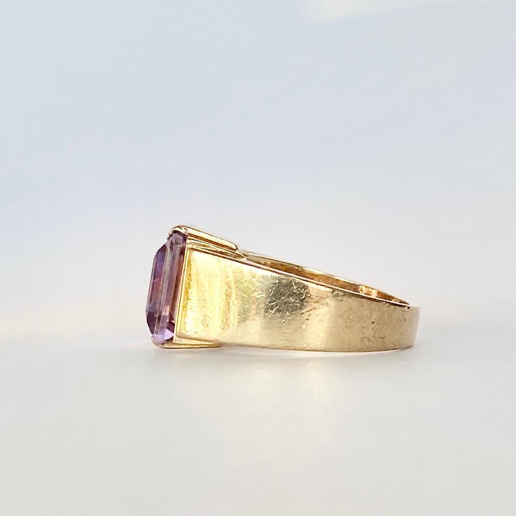 Modern Vintage Amethyst and 9 Carat Gold Cocktail Ring