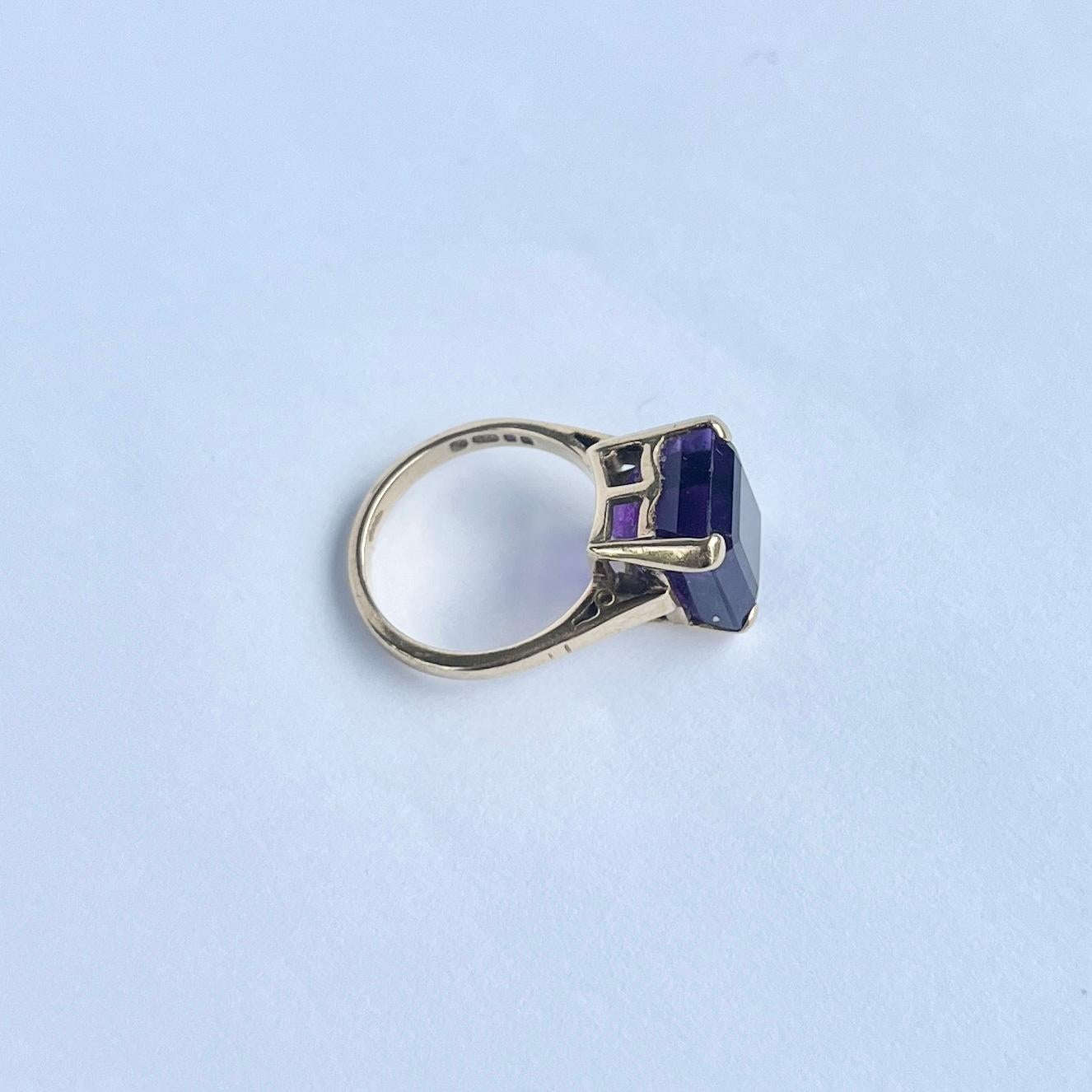 Bague cocktail vintage en or 9 carats et améthyste Bon état - En vente à Chipping Campden, GB