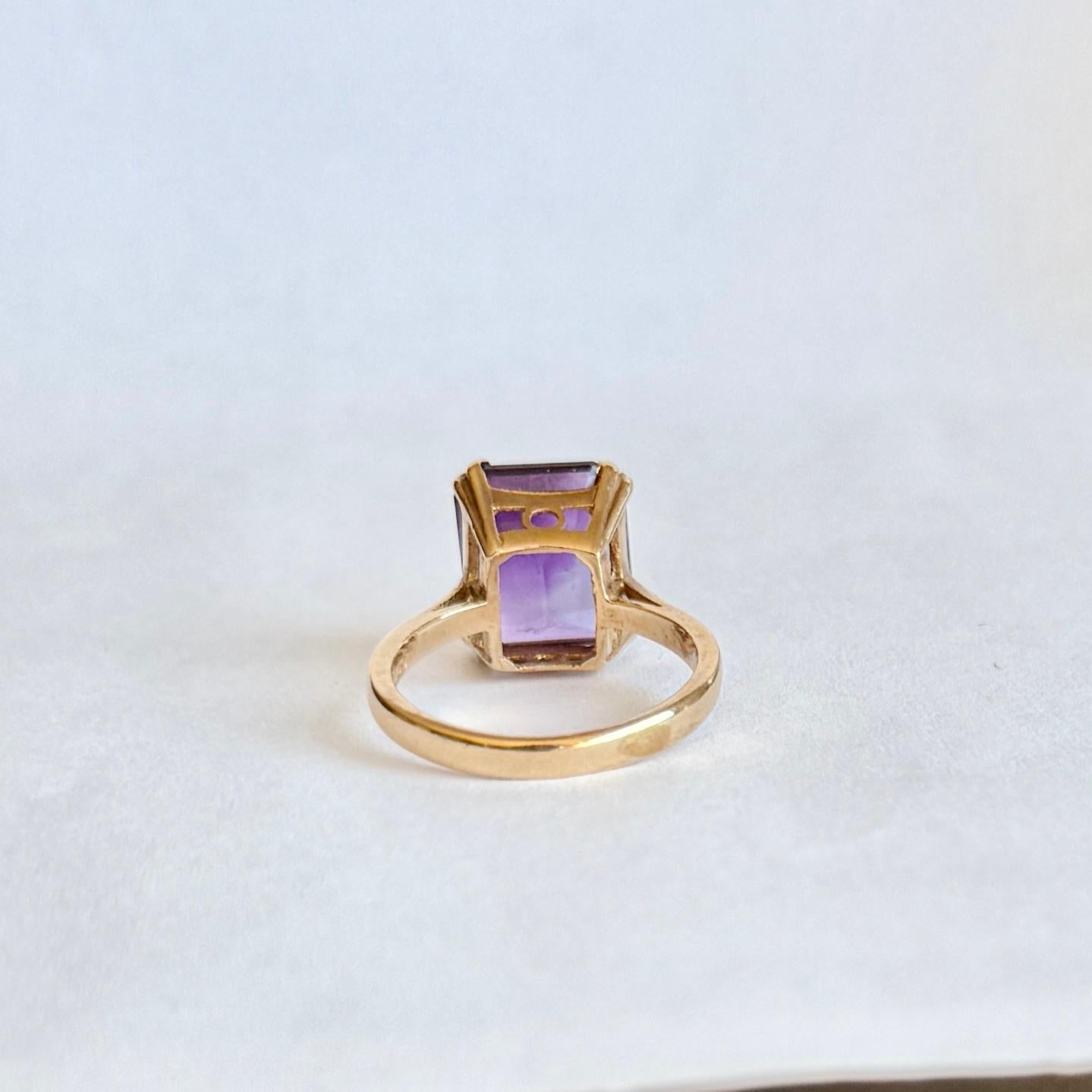 Anillo de cóctel vintage de amatista y oro de 9 quilates en Bueno estado para la venta en Chipping Campden, GB