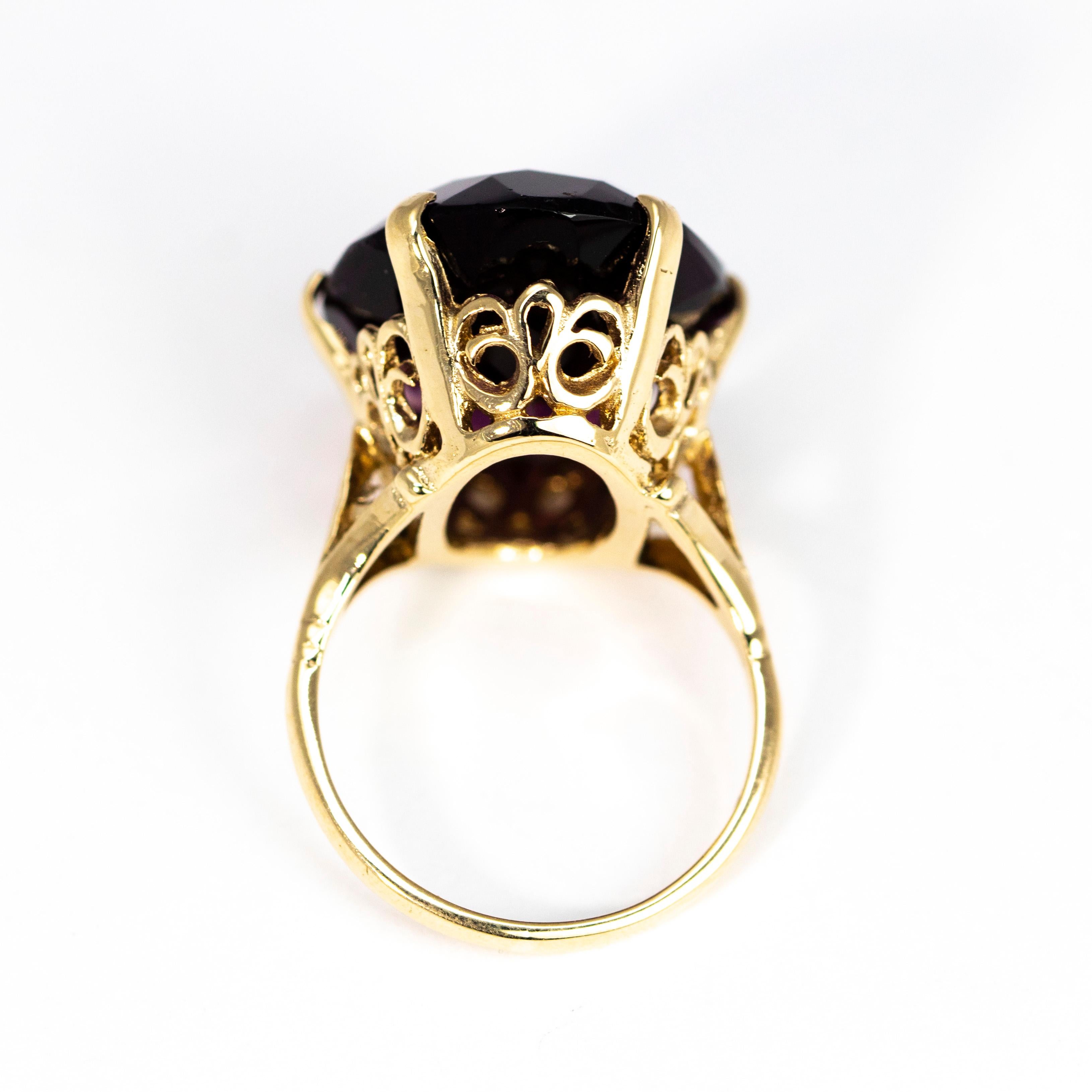 Women's Vintage Amethyst and 9 Carat Gold Cocktail Ring