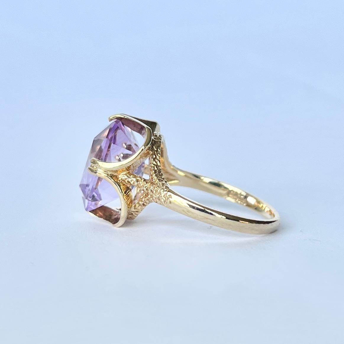 Women's Vintage Amethyst and 9 Carat Gold Cocktail Ring