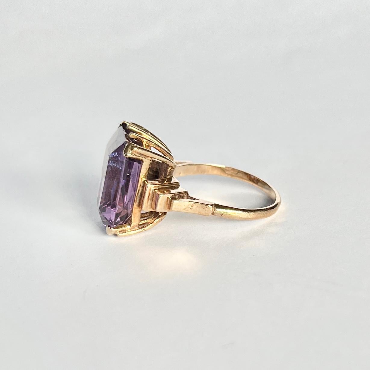 De las mujeres Anillo de cóctel vintage de amatista y oro de 9 quilates en venta