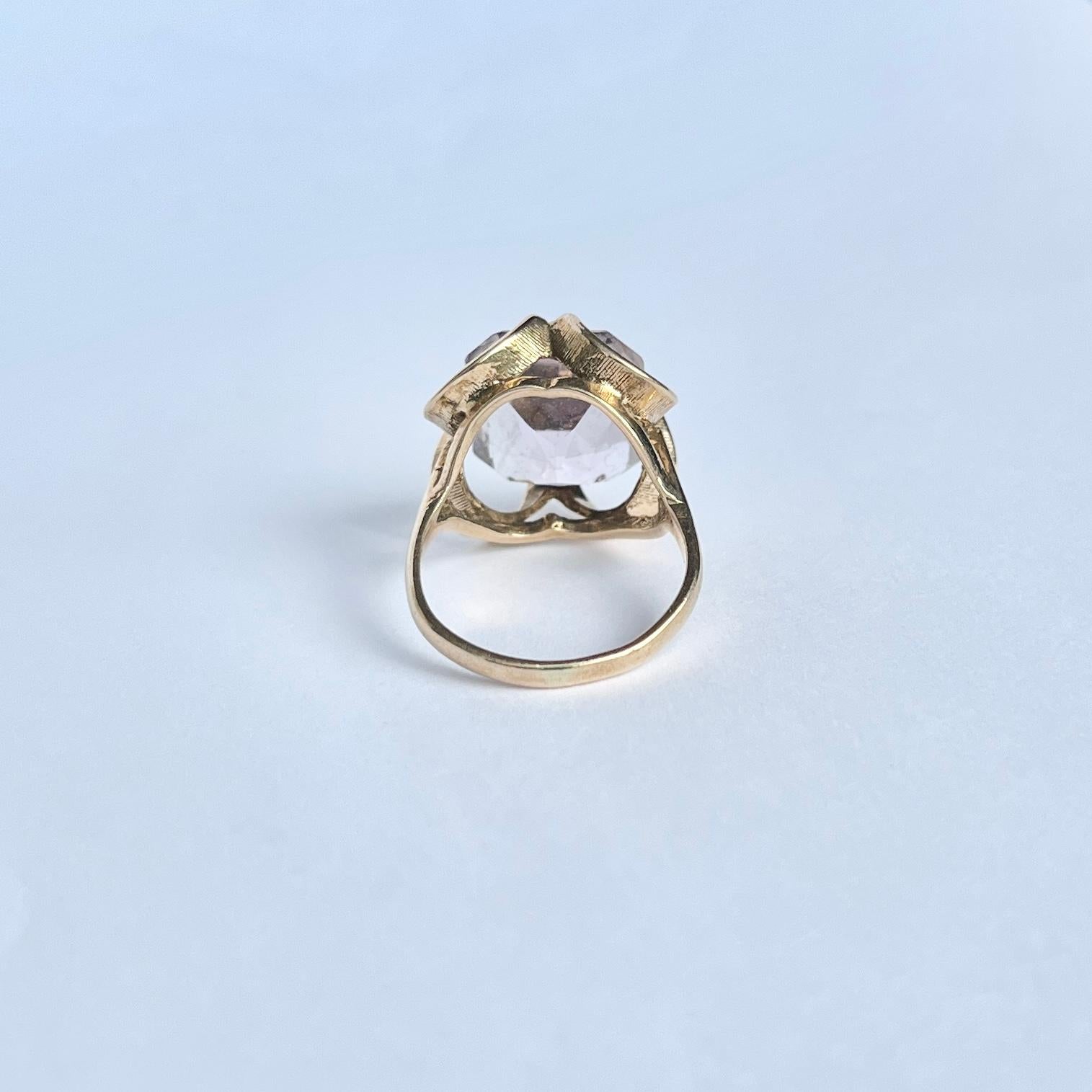 Women's Vintage Amethyst and 9 Carat Gold Cocktail Ring For Sale