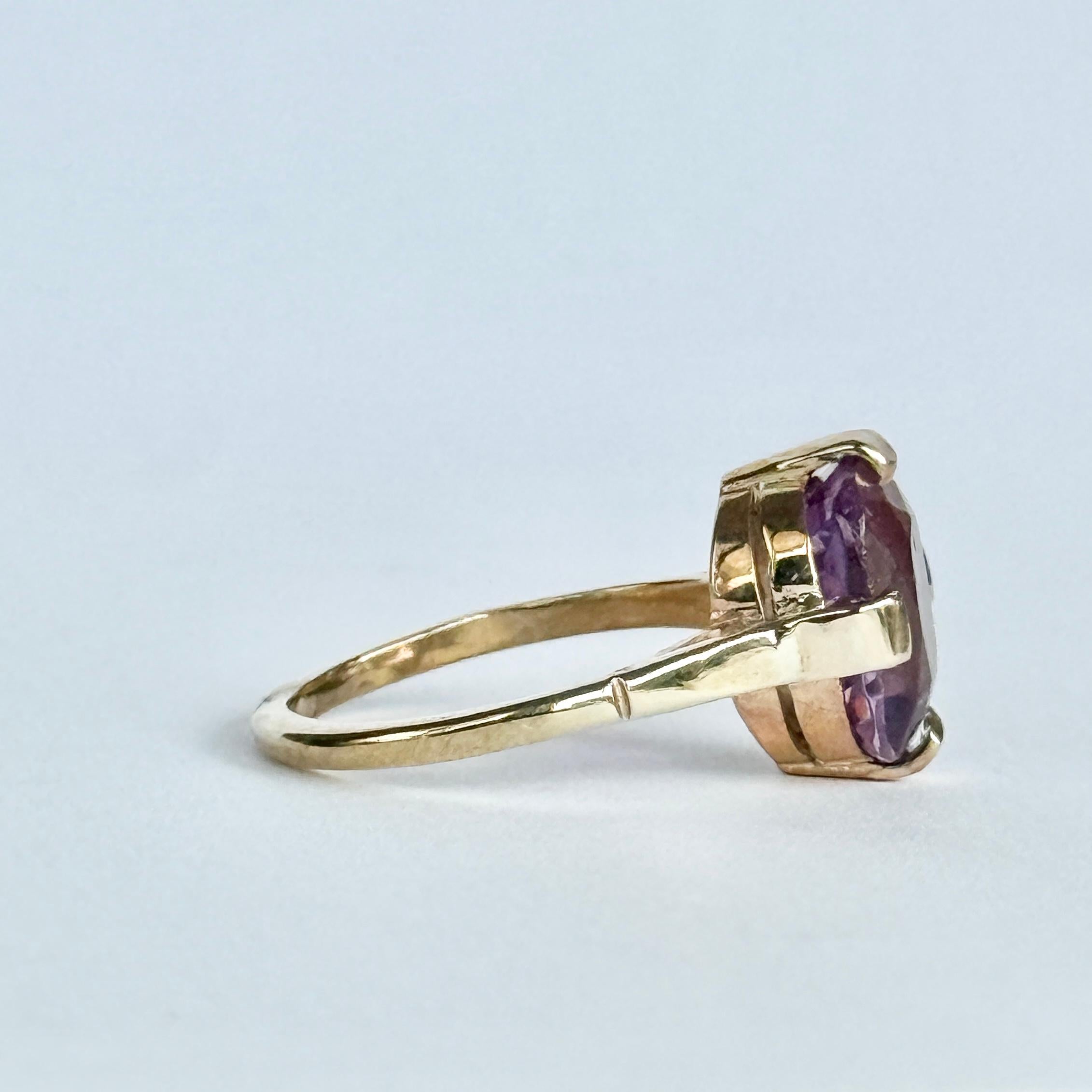 De las mujeres Anillo de cóctel vintage de amatista y oro de 9 quilates en venta