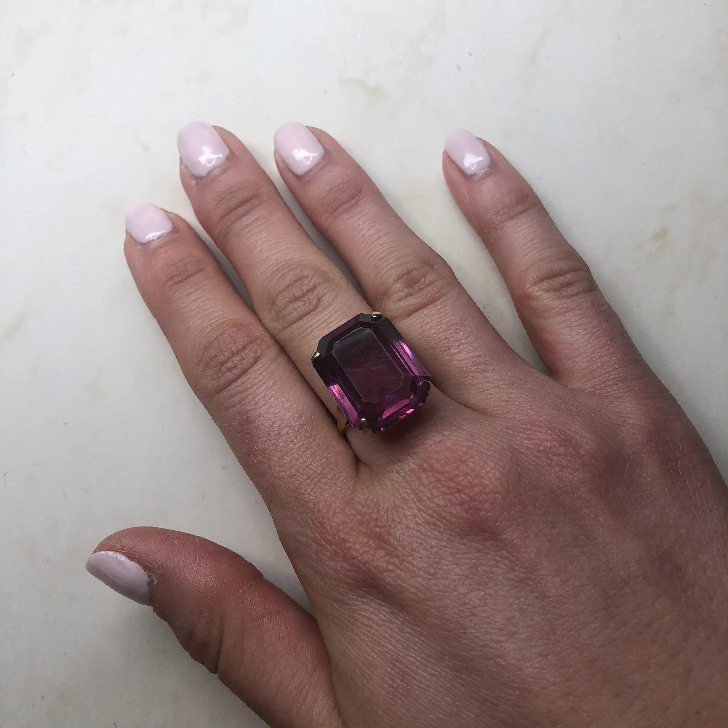 Women's or Men's Vintage Amethyst and 9 Carat Gold Cocktail Ring