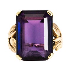 Vintage Amethyst and 9 Carat Gold Cocktail Ring