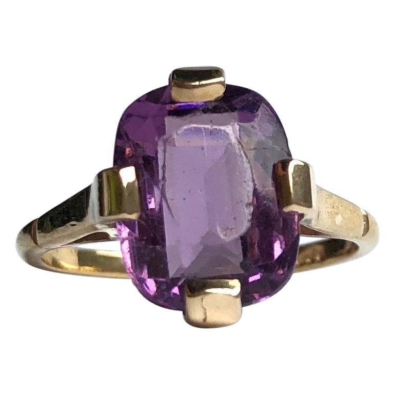 Anillo de cóctel vintage de amatista y oro de 9 quilates
