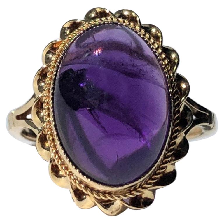 Vintage Amethyst and 9 Carat Gold Cocktail Ring For Sale