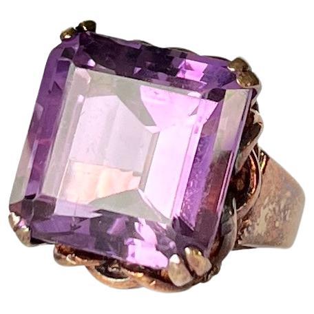 Vintage Amethyst and 9 Carat Gold Cocktail Ring For Sale