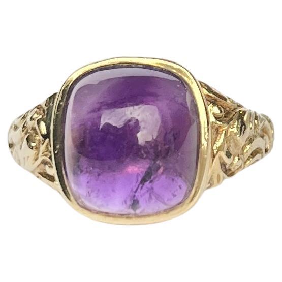 Vintage-Cocktailring mit Amethyst und 9 Karat Gold