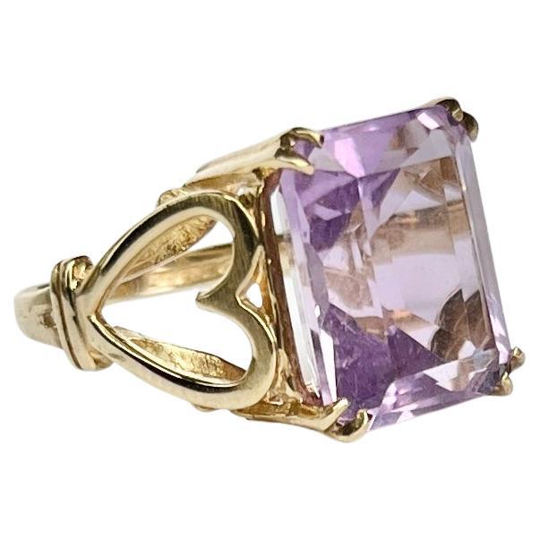 Vintage-Cocktailring mit Amethyst und 9 Karat Gold im Angebot