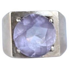 Anello da cocktail d'epoca in ametista e oro 9 carati