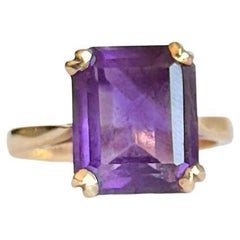 Bague cocktail vintage en or 9 carats et améthyste