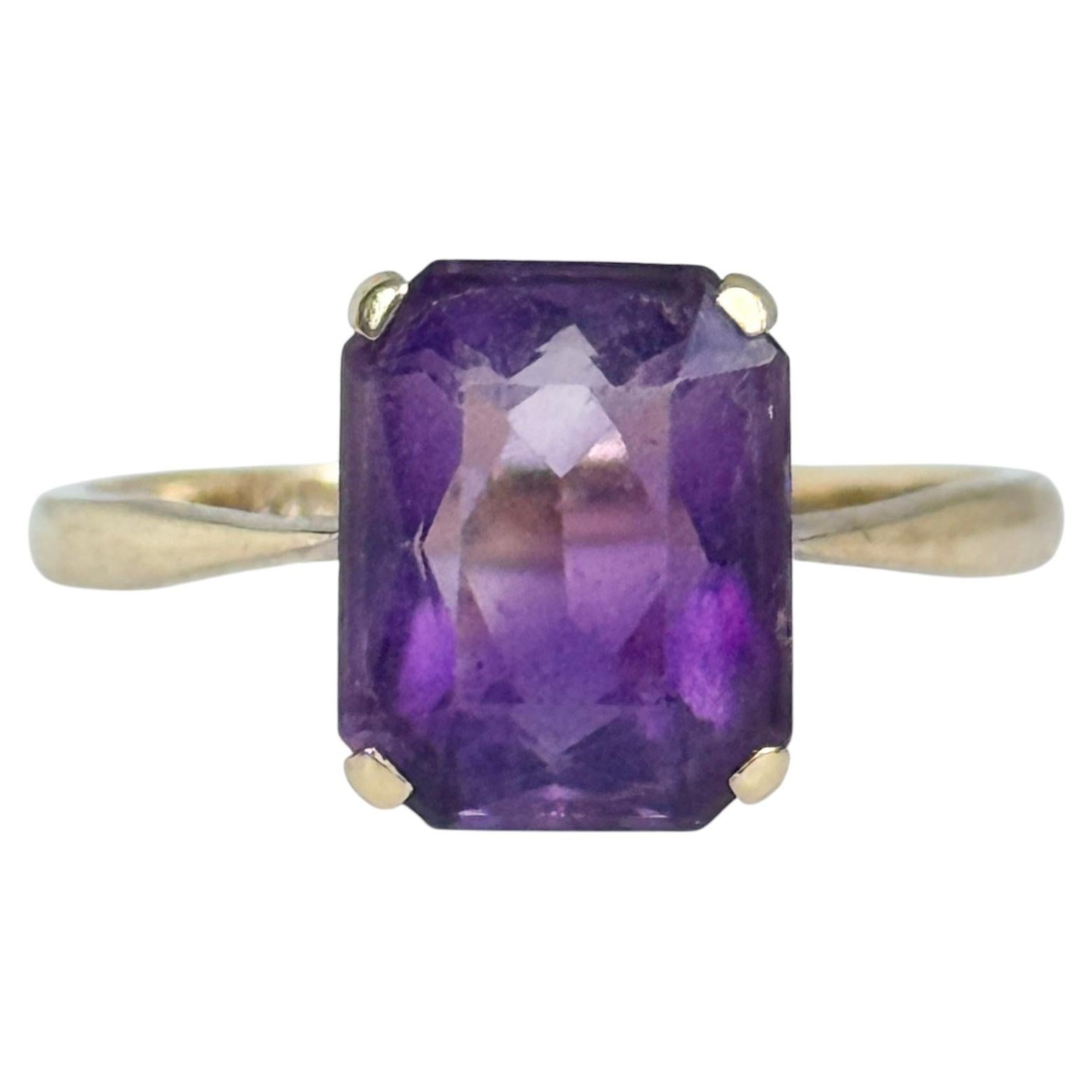 Vintage Amethyst and 9 Carat Gold Cocktail Ring
