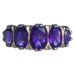 Vintage Amethyst and 9 Carat Gold Five-Stone Ring