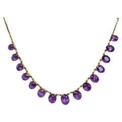 Vintage Amethyst and 15 Carat Gold Necklace