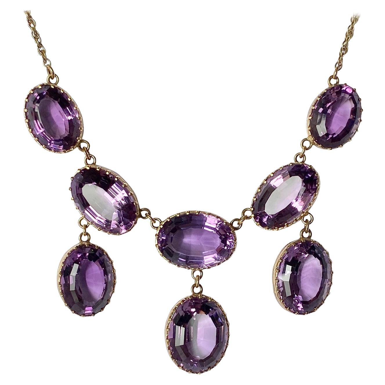 Vintage Amethyst and 9 Carat Gold Riviere