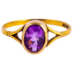 Vintage Amethyst and 9 Carat Gold Signet Ring