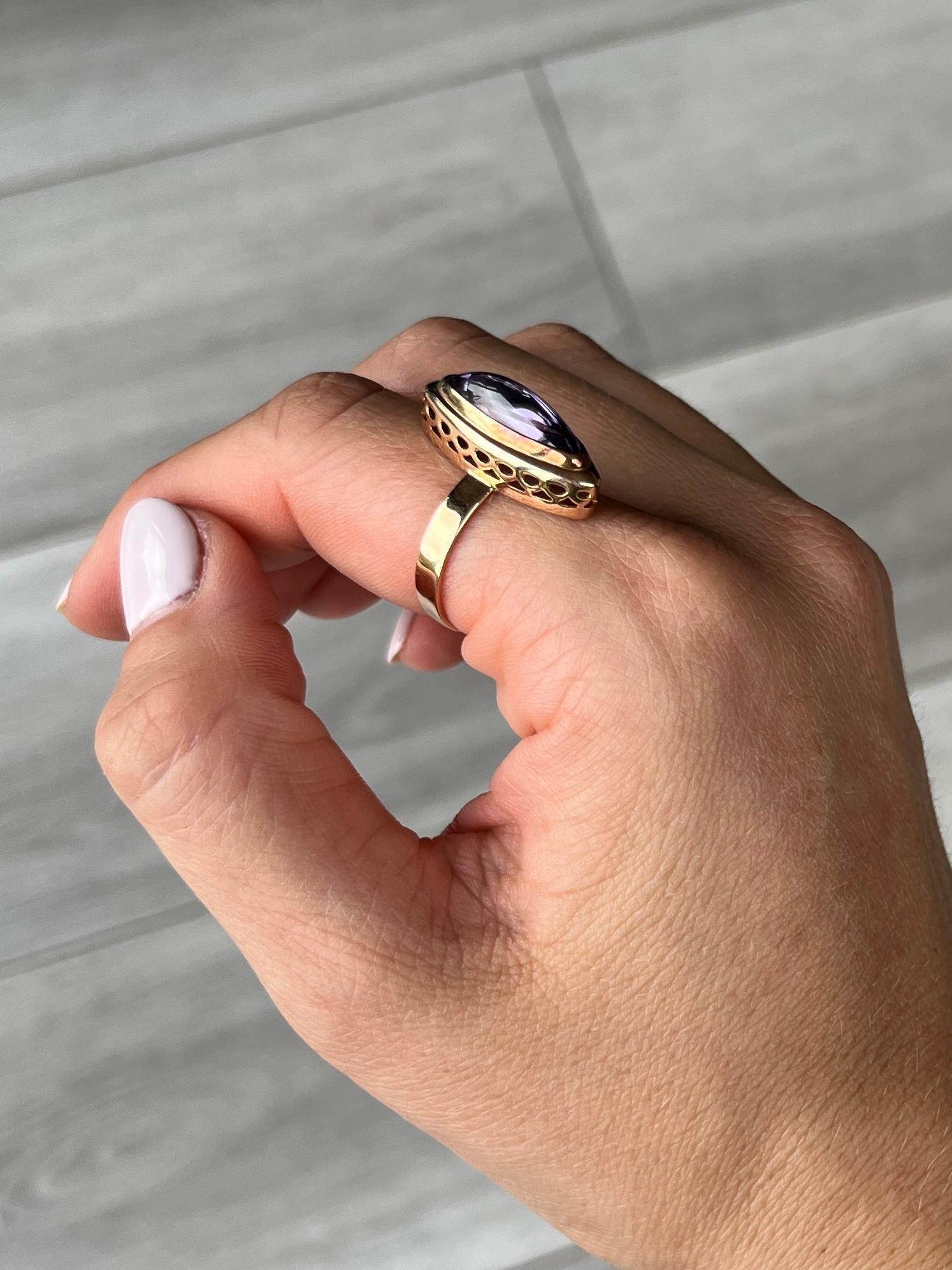 Women's Vintage Amethyst and 9 Carat Rose Gold Cocktail Ring For Sale