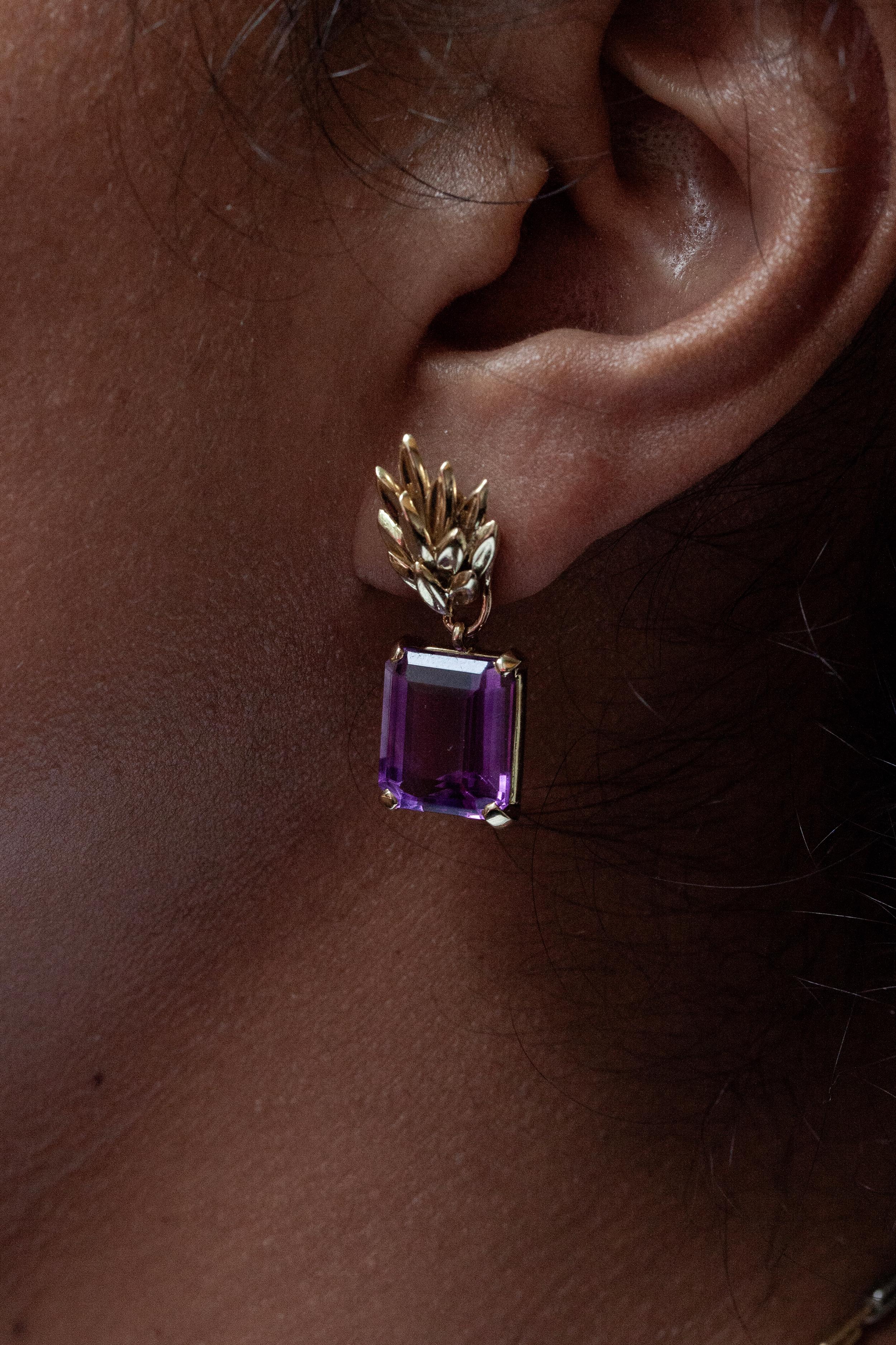 De las mujeres Pendientes de gota intercambiables vintage de amatista y citrino en oro amarillo de 18 quilates en venta