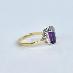 Vintage Amethyst and Diamond 18 Carat Gold Ring