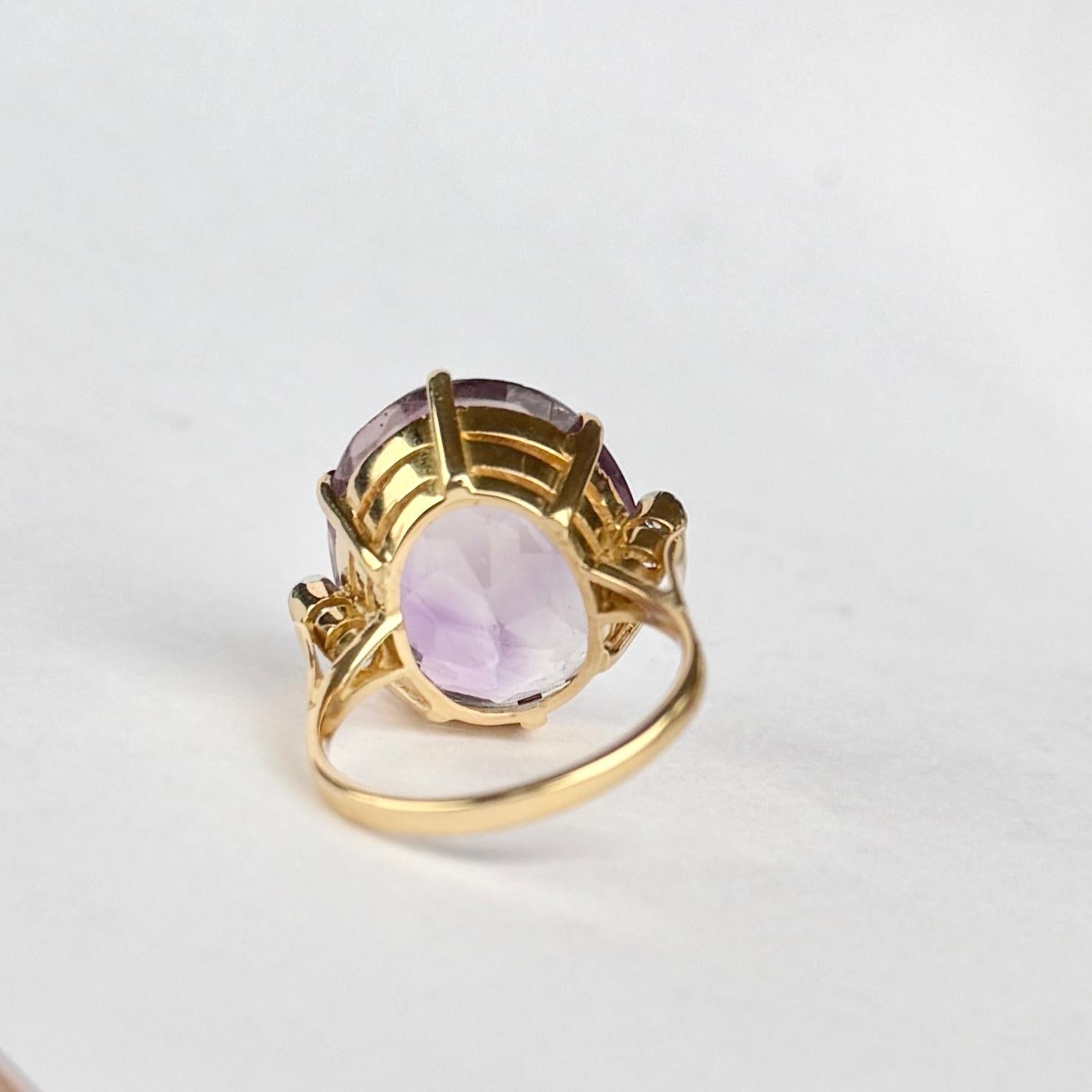 Vintage-Ring aus 18 Karat Gold mit Amethyst und Diamant für Damen oder Herren im Angebot