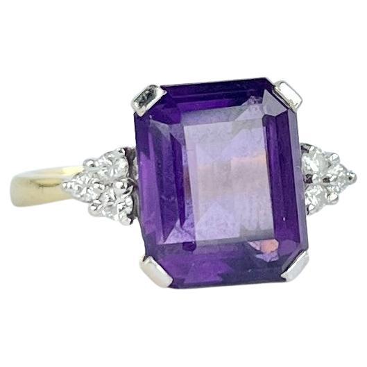 Vintage-Ring aus 18 Karat Gold mit Amethyst und Diamant
