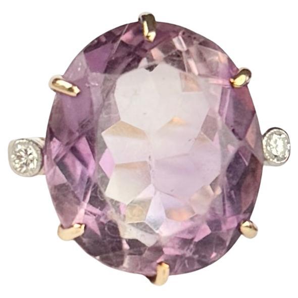 Vintage-Ring aus 18 Karat Gold mit Amethyst und Diamant im Angebot