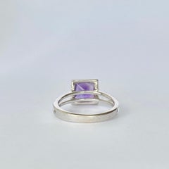 Vintage Amethyst and Diamond 18 Carat White Gold Cluster Ring