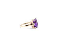 Vintage 14k Amethyst and Diamond 3 Stone Ring