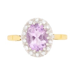 Vintage Amethyst and Diamond Cluster Ring, circa 1970s