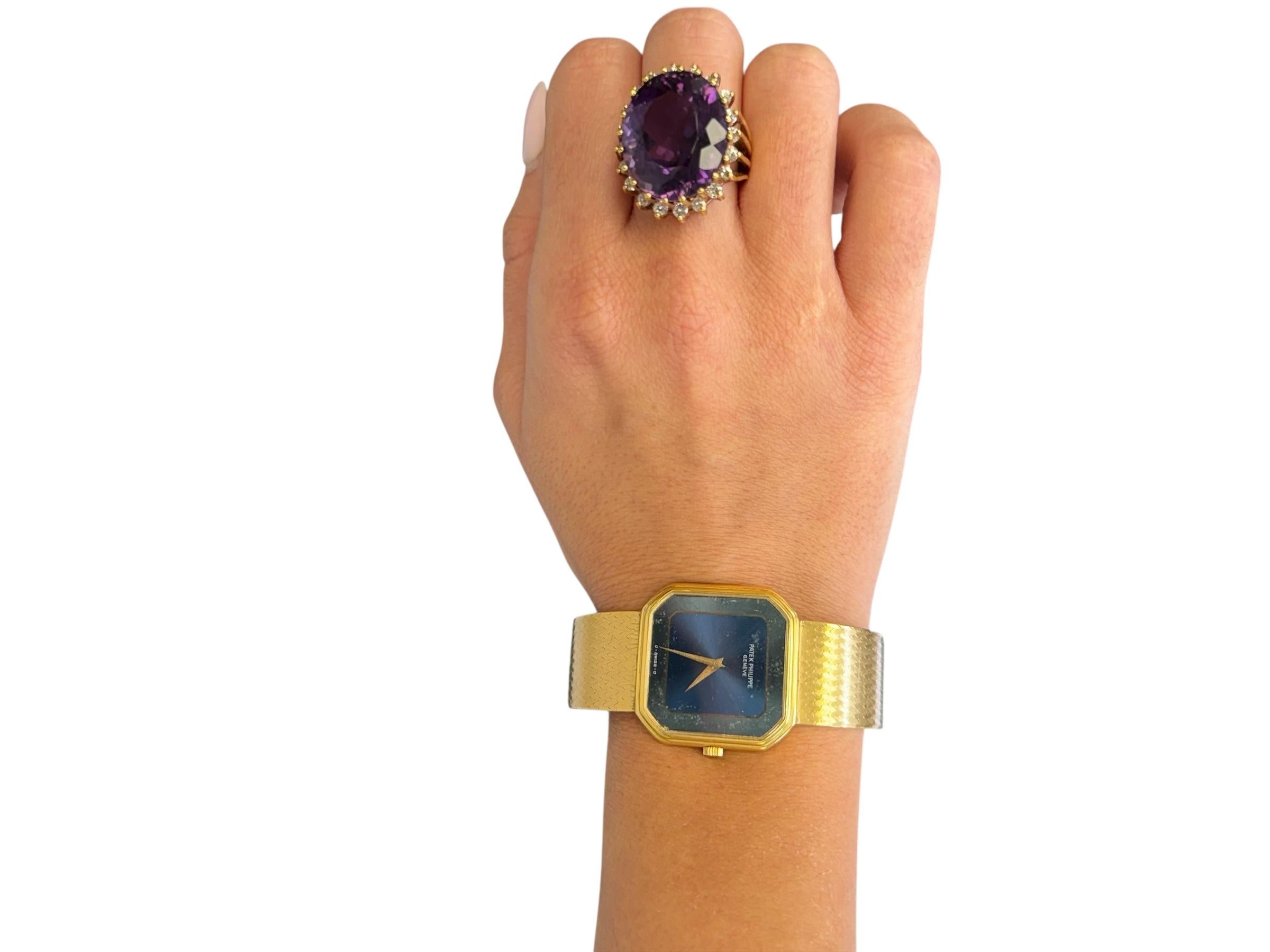 Bague cocktail vintage en or jaune 18 carats avec améthyste et diamant en vente 5