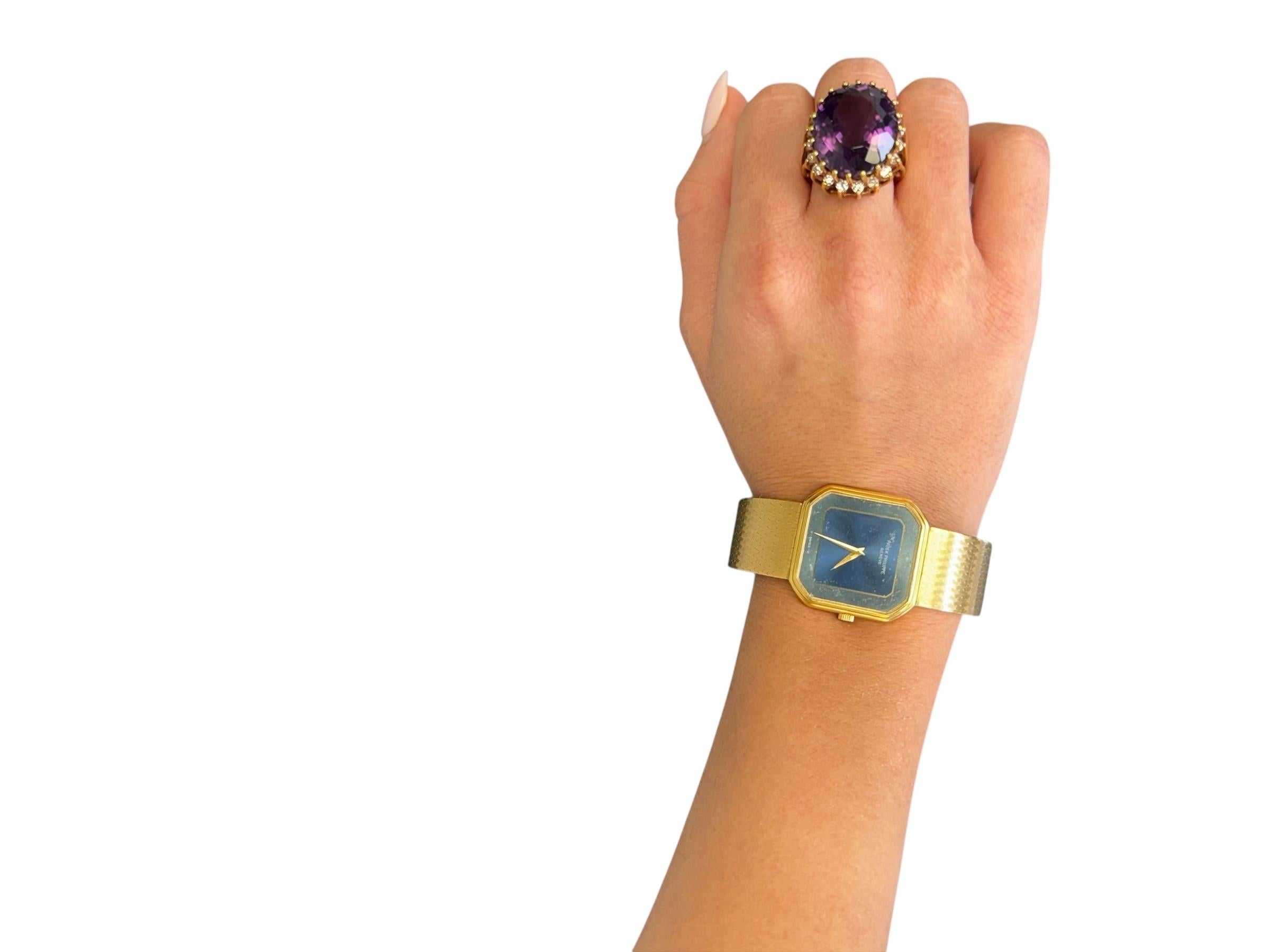 Bague cocktail vintage en or jaune 18 carats avec améthyste et diamant en vente 8