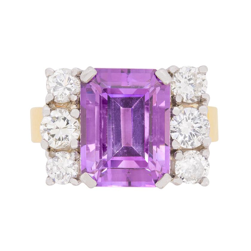 Vintage Amethyst and Diamond Dress Ring, circa 1960s