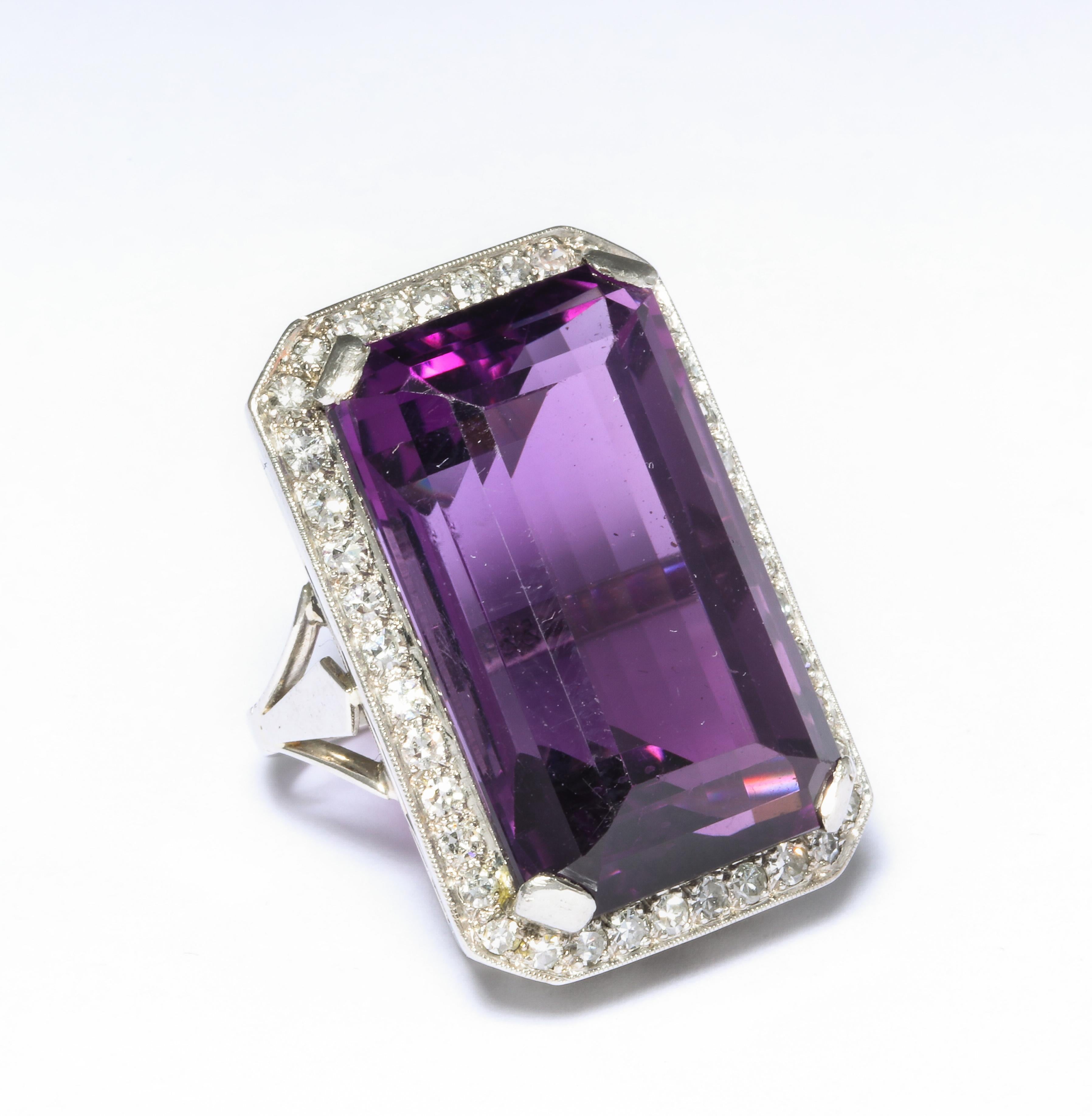 Vintage Amethyst and Diamond Black Starr and Frost Platinum Ring 2