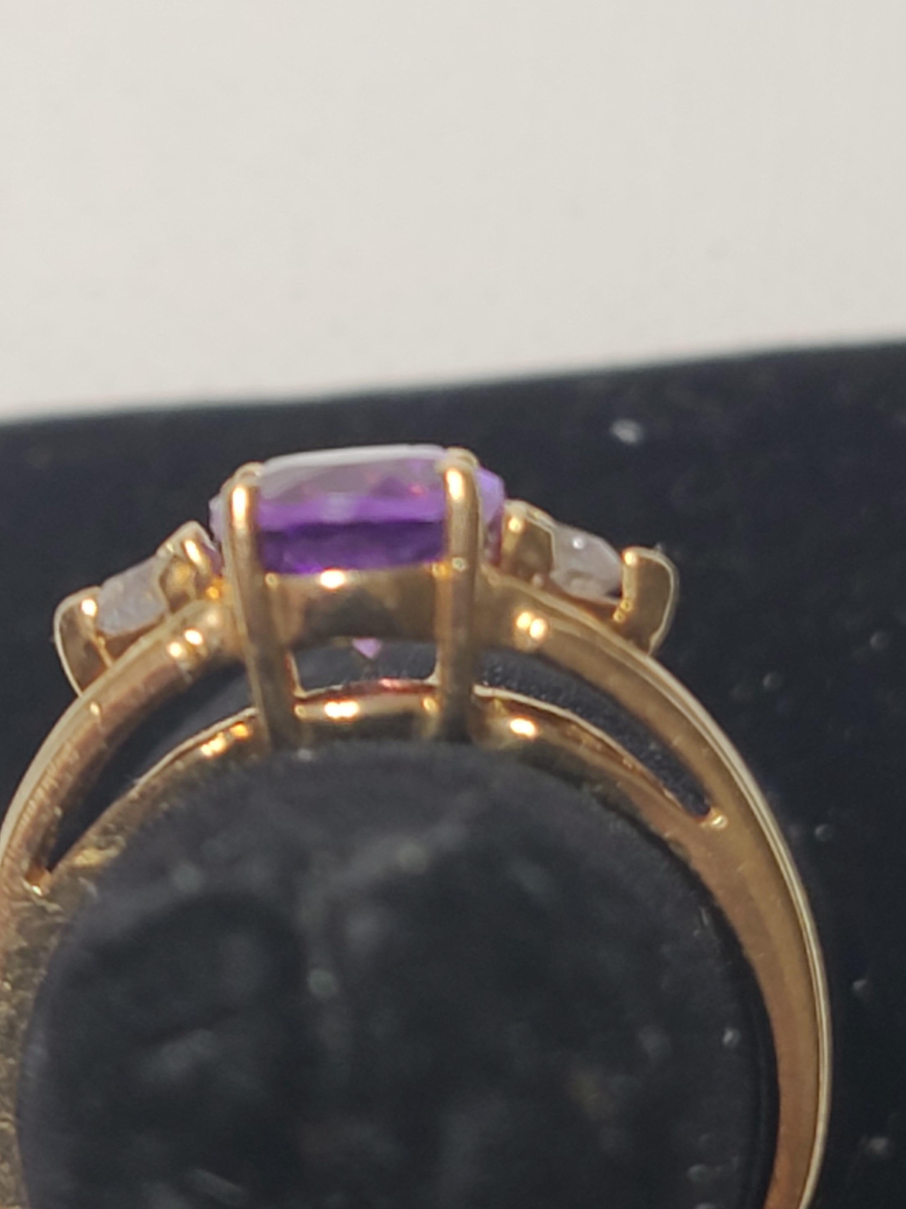 Oval Cut Vintage Amethyst and Iolite 10k Yellow Gold Ring