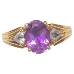 Vintage Amethyst and Iolite 10k Yellow Gold Ring