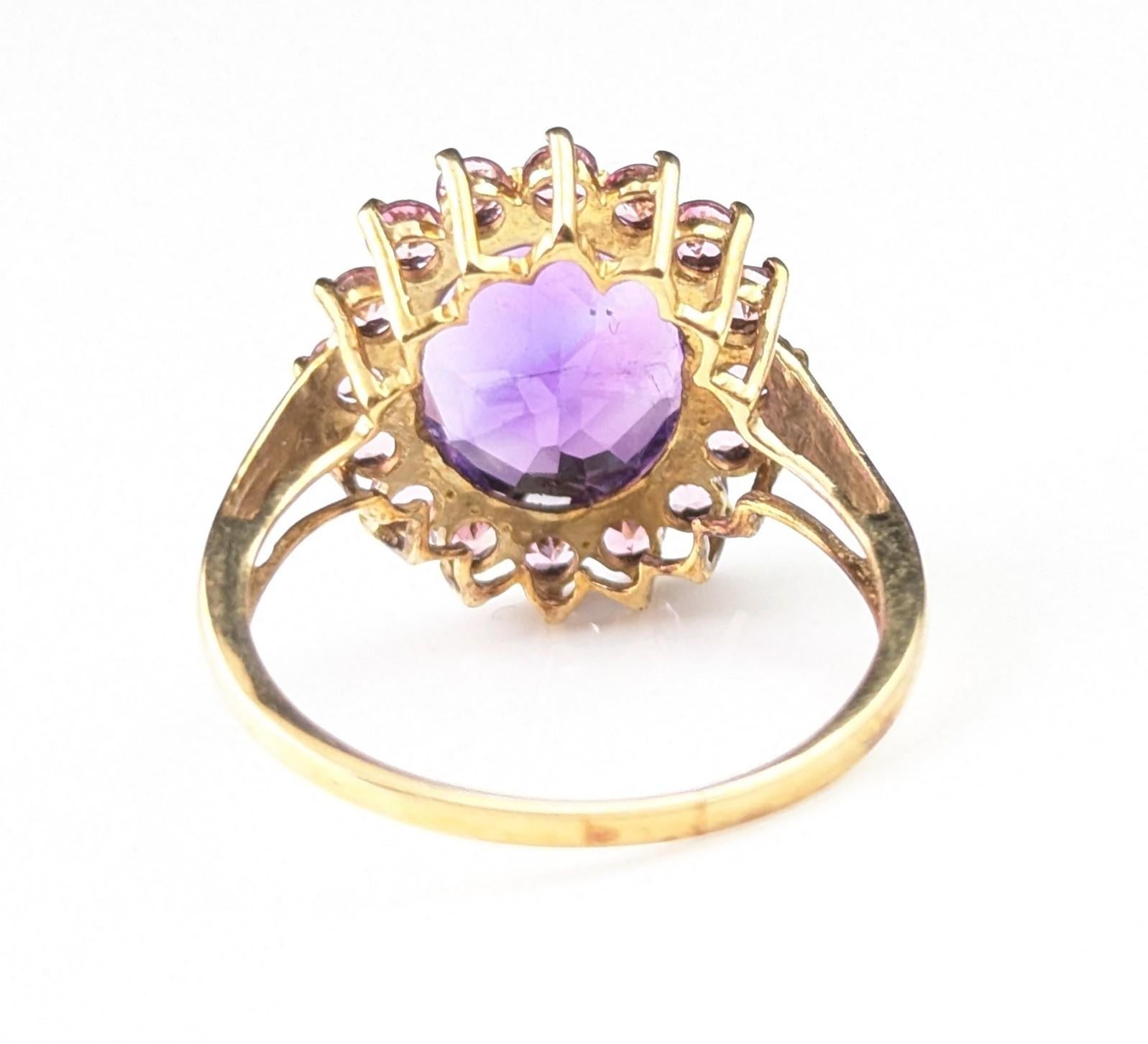 Bague vintage en or jaune 9 carats avec améthyste et pâte rose en vente 5