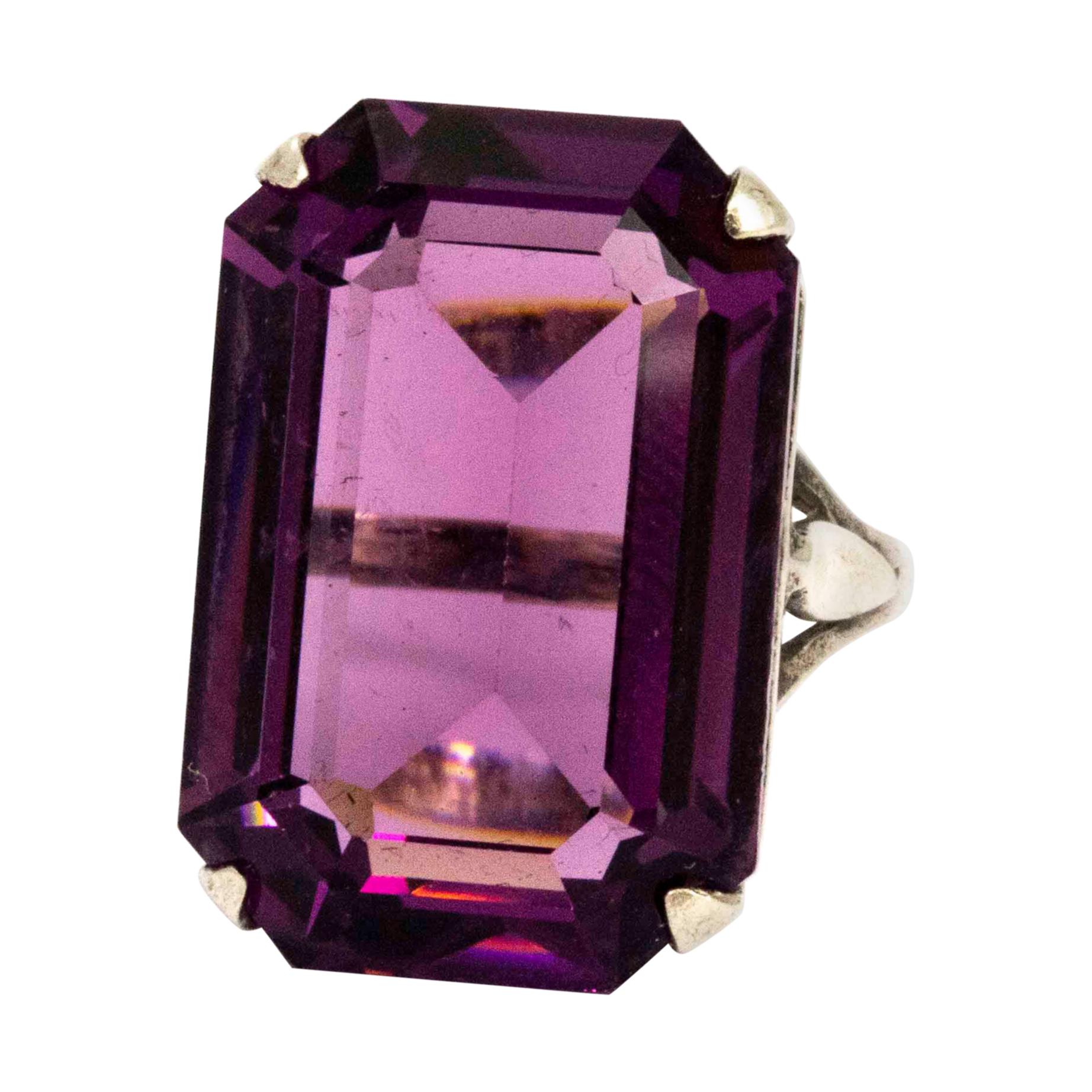 Vintage Amethyst and Silver Cocktail Ring