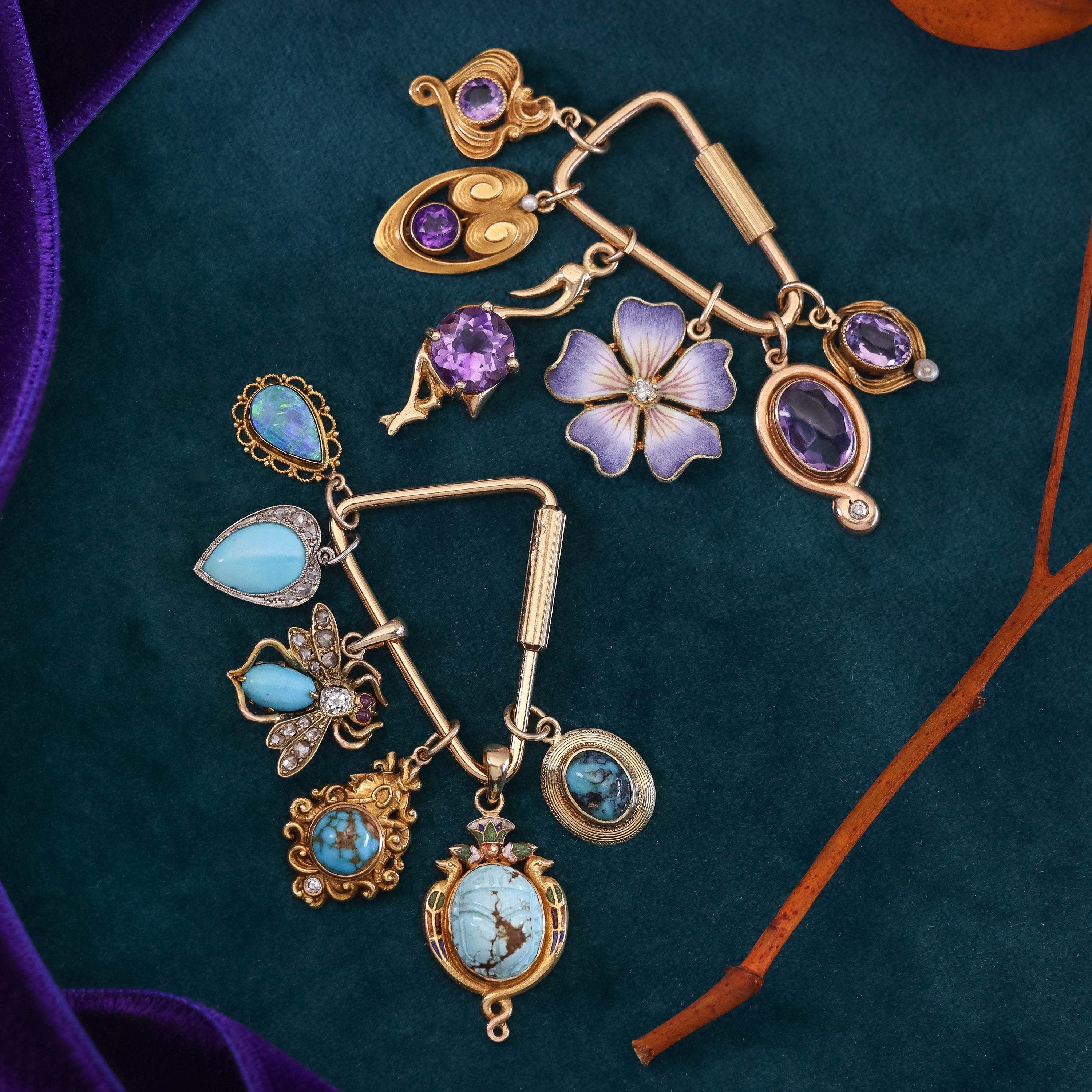 Vintage Amethyst-Vogel-Anhänger aus 14k Gold Damen im Angebot