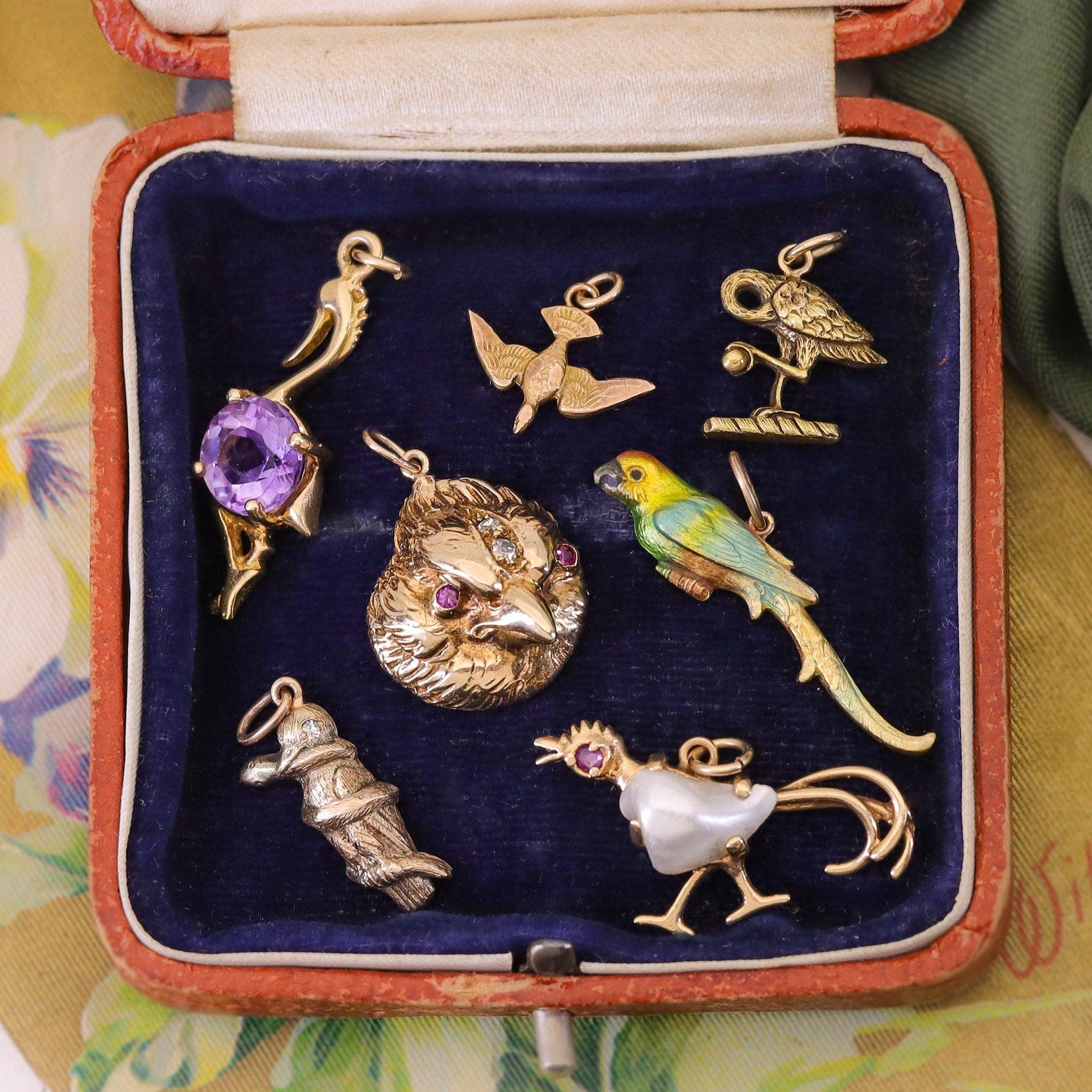 Vintage Amethyst-Vogel-Anhänger aus 14k Gold im Angebot 1