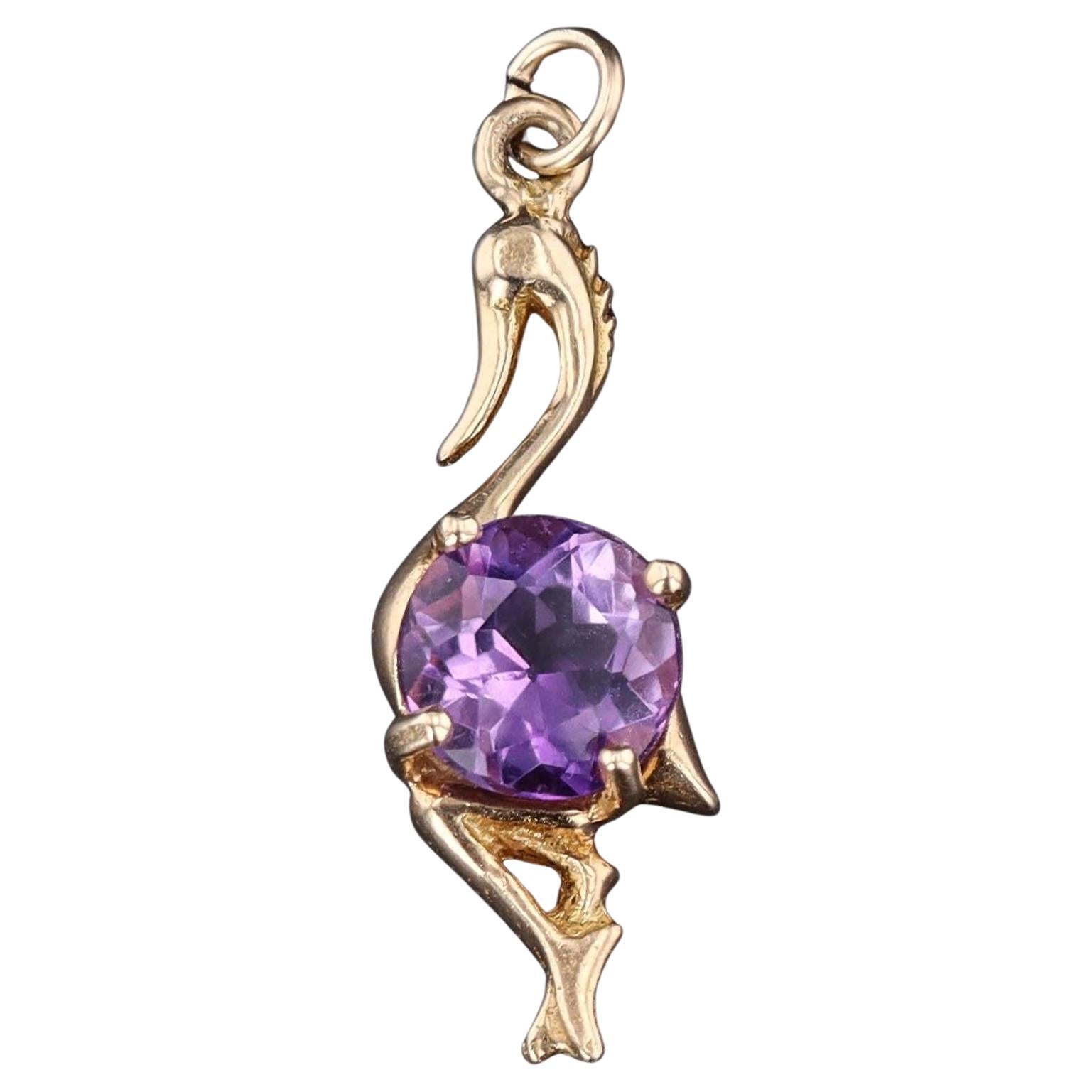 Vintage Amethyst-Vogel-Anhänger aus 14k Gold