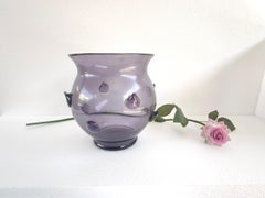 Amethyst Blown Murano Glass Vase with Bugne in the Style of Zecchin
