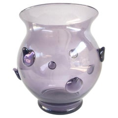 Antique Amethyst Blown Murano Glass Vase with Bugne in the Style of Zecchin