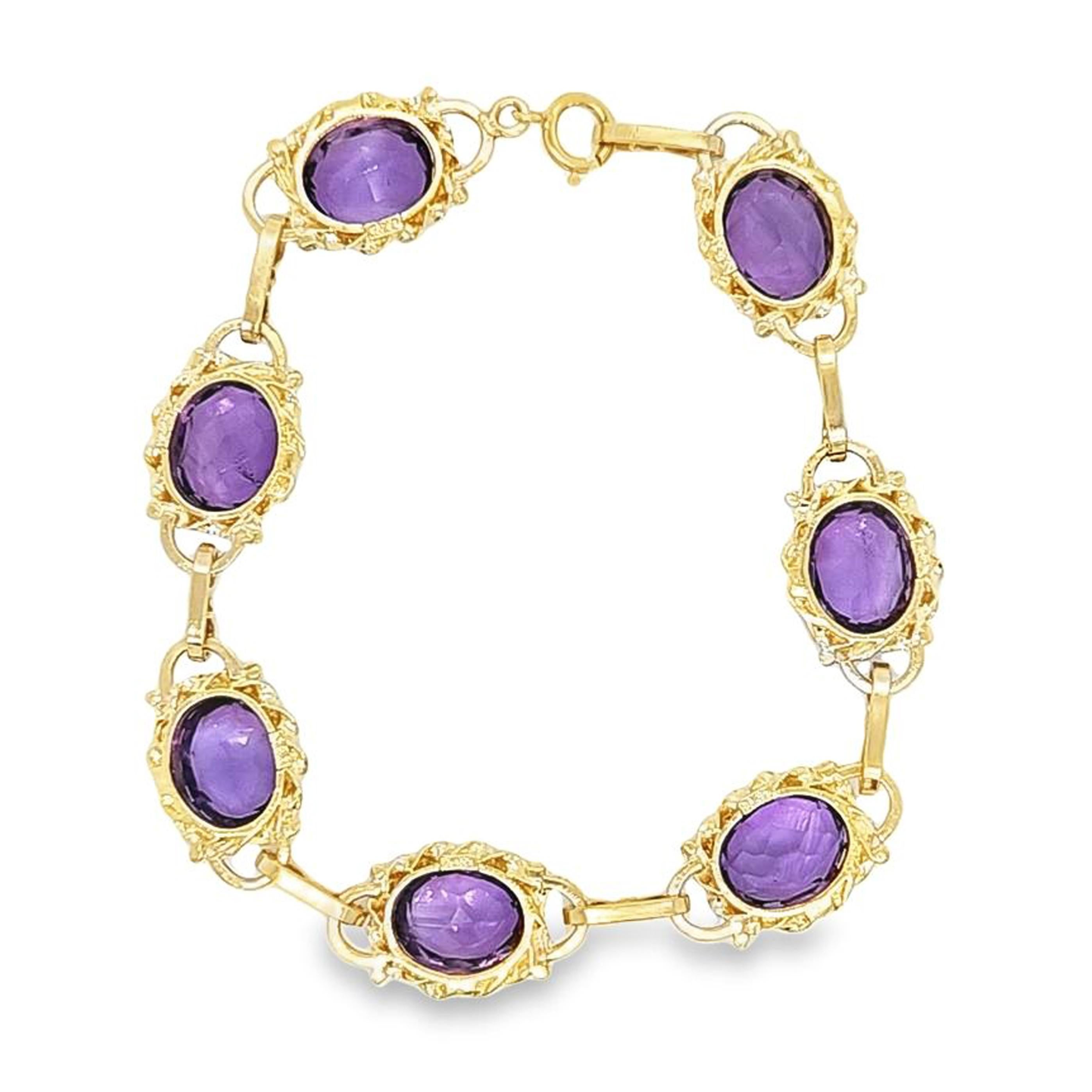 Women's Vintage Amethyst Bracelet in Yellow Gold