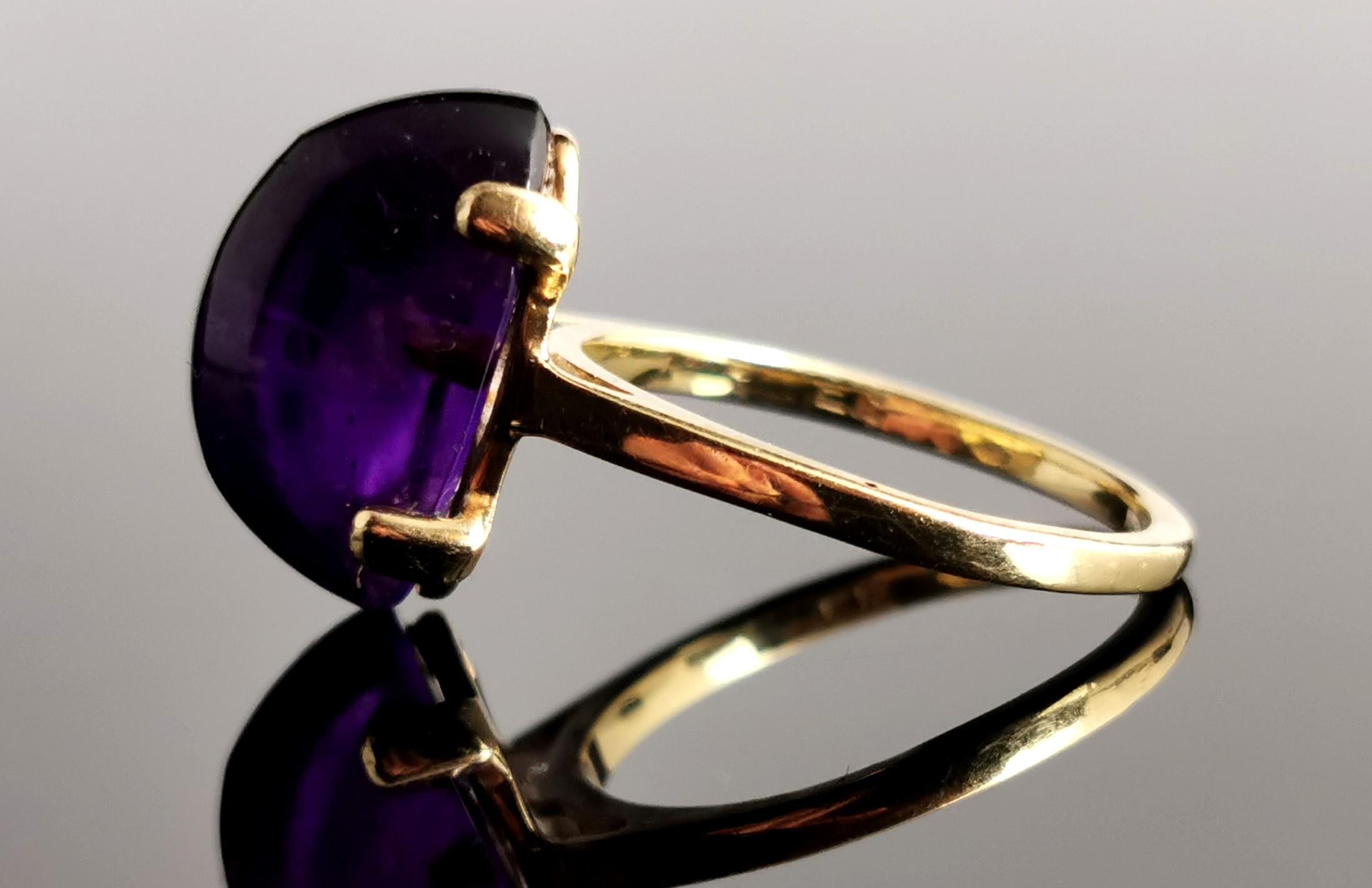 Vintage-Cocktailring mit Amethyst-Cabochon, 9 Karat Gelbgold, ca. 1970er Jahre 5